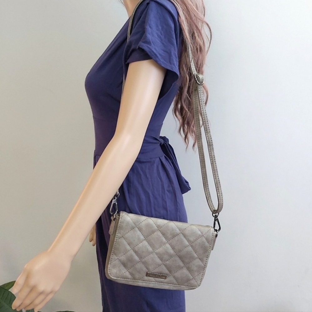 Jeane & Jax crossbody bag pleather faux leather  taupe tan gray